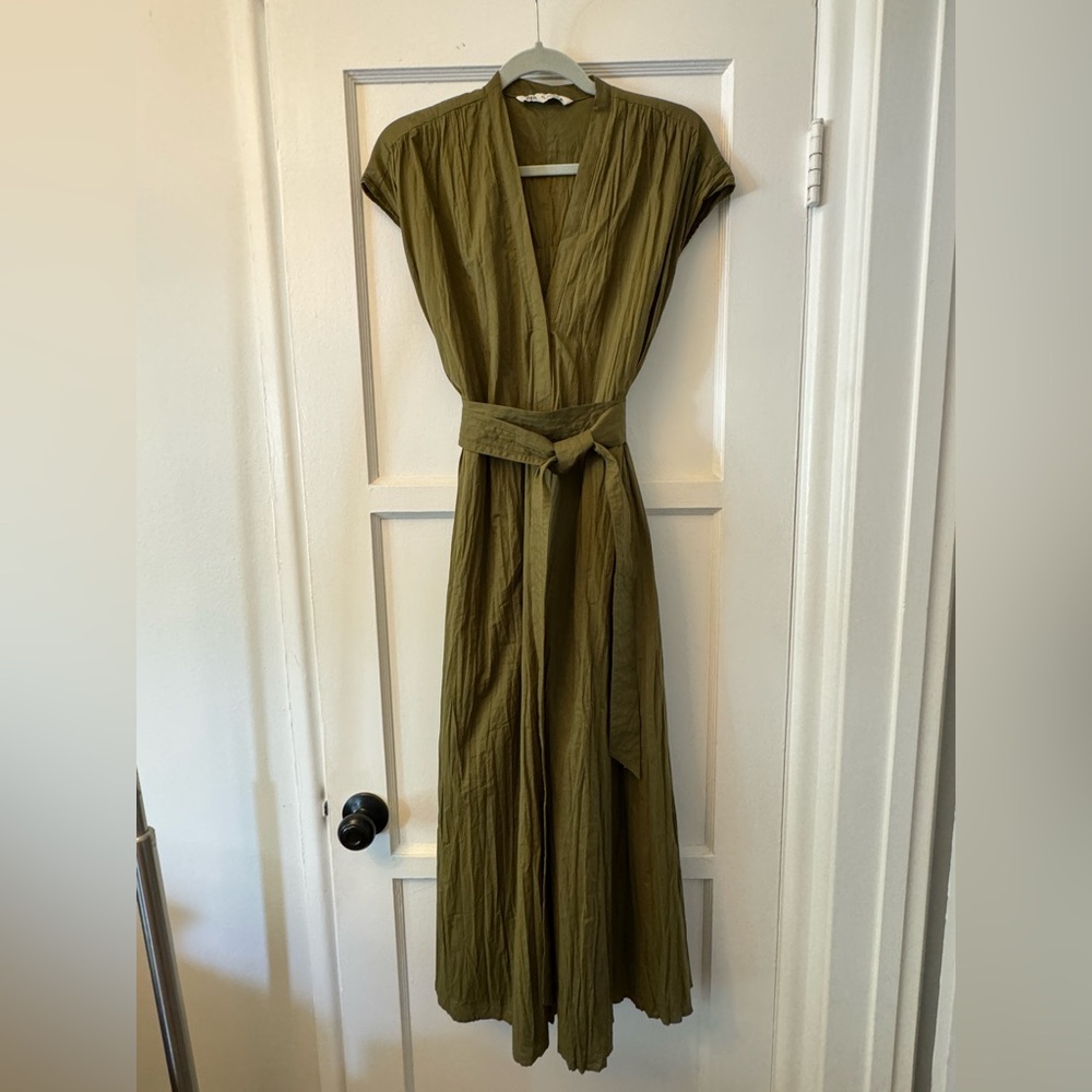Zara Belted Crinkle Dress